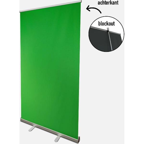 Green screen Roll-up banner Deluxe | 100 cm x 200 cm | inclusief draagtas| Greenscreen banner | Zwarte blockout achterkant