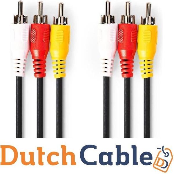 Dutch Cable 3 x RCA m/m composiet videokabels 3m Zwart