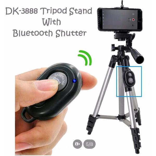 Smartphone Tripod Camera Statief 108 Cm Zilver Voor Fotocamera en Smartphone - iPhone - Canon – Nikon - Spiegelreflexcamera Inclusief Bluetooth Remote Shutter en Waterpas, HiCHiCO Model 3888