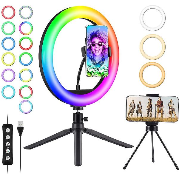 selfie ring licht met statief - ZINAPS 12-inch selfie Ring Light met 150 cm uitschuifbare Tripod Stand Mobile Phone Holder voor Live Stream Make-up, Dimbare LED Desktop Lamp, 20 RGB Modes, 13 Helderheid