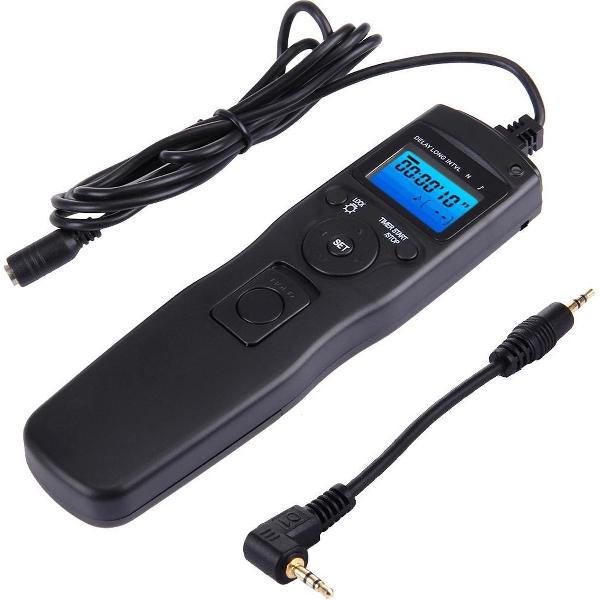 RST-7001 Tijdinterval LCD-scherm Intervalmeter Ontspanknop Digitale timer Afstandsbediening met C6-kabel voor CANON 1000D / 550D / 60D, PENTAX: K20D / K200D / K10D, SAMSUNG GX-20 / GX-10 camera (zwart)