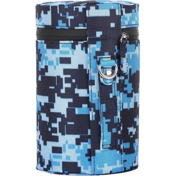 Camouflagekleur Grote lenshouder stoffen etui met ritssluiting voor DSLR-cameralens, afmeting: 16x10x10cm (blauw)