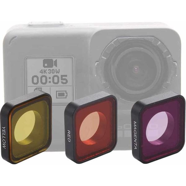 3-in-1 Snap-on rood / geel / magenta kleurenlensfilter voor GoPro HERO6 / 5