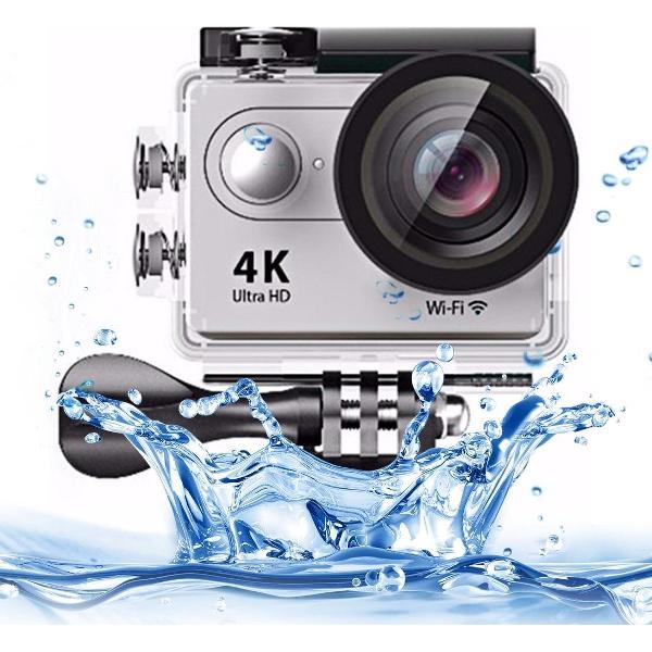 H9 4K Ultra HD1080P 12MP 2 inch LCD-scherm WiFi-sportcamera, 170 graden groothoeklens, 30 m waterdicht (zilver)