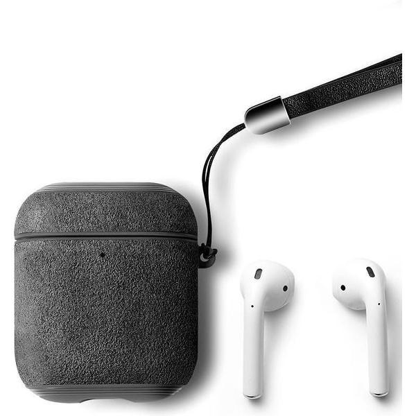Airpods 1/2 Generation Alcantara Case Zwart