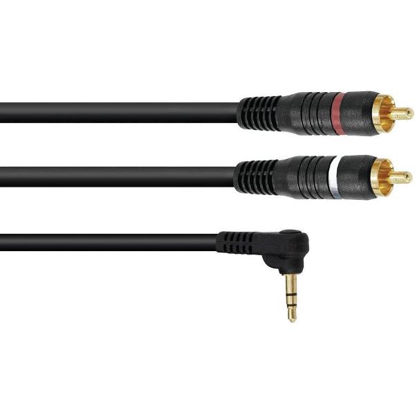 OMNITRONIC jack kabel 3 5 mm - jack naar tulp - aux kabel - audio kabel 3.5 Jack 90°/2xRCA 3m bk