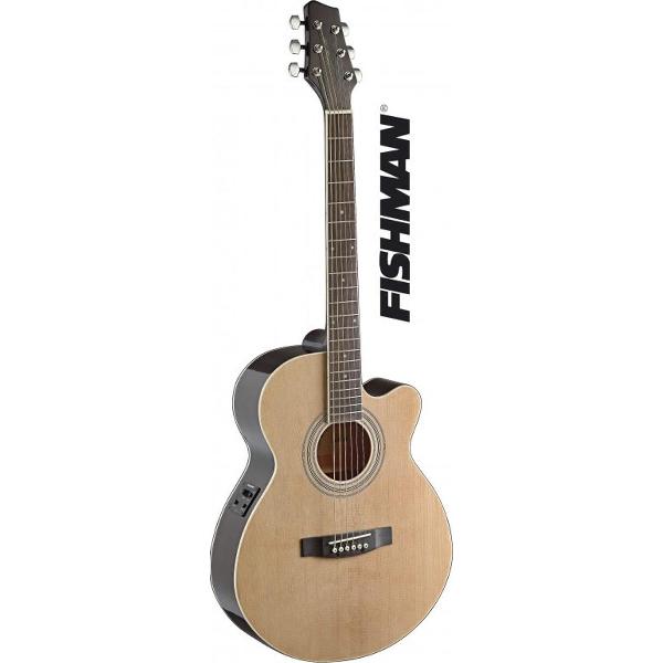 Brandon EW4MJF N elektro-akoestische mini-jumbo folk gitaar met Fishman Isys pickup