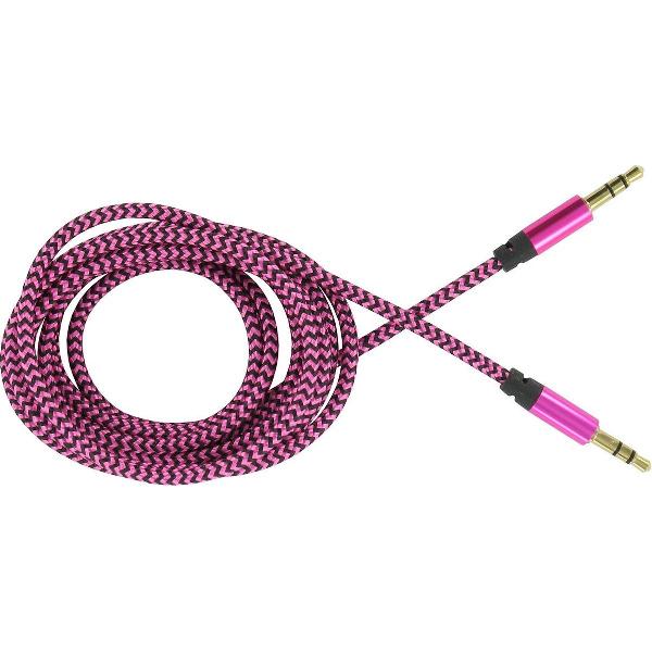 SOLOGIC 3.5mm stereo kabel | 1.5 mtr | 3.5mm - 3.5 mm | roze