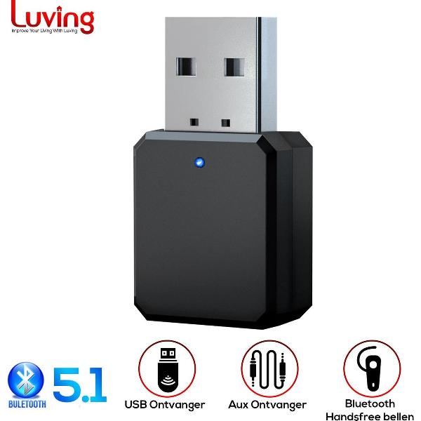 Luving - KN318 - Bluetooth 5.1 Audio Adapter - Bluetooth Receiver & Transmitter - Bluetooth Ontvanger & Zender - 3.5MM Aux - Handsfree Bellen