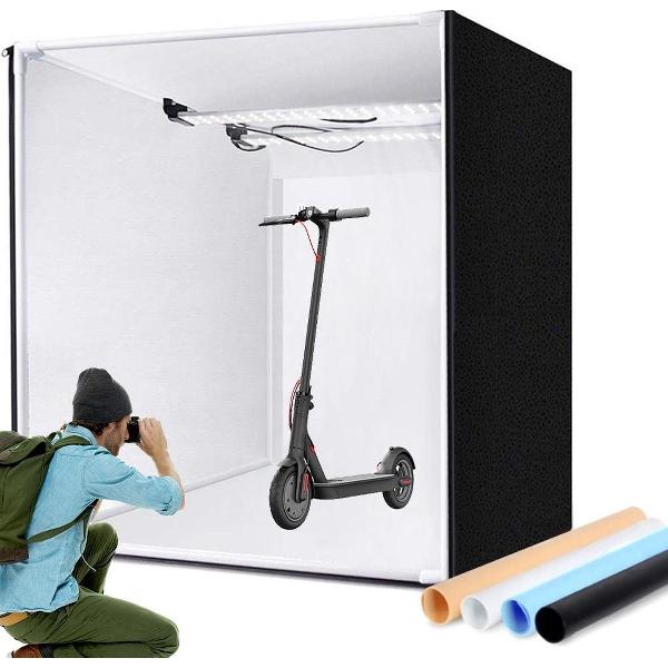 JGS Fotostudio Set - Draagbaar - Fotobox - LED verlichting - 100x100x100 cm - Fototent - Opnametent - Mini Statief - 4 Achtergronden