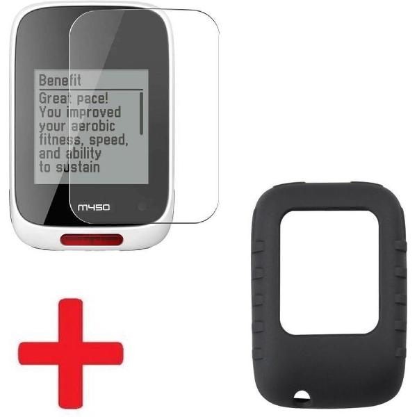 2-in-1 Screen Protector & Beschermhoes Case Cover Hoes Sleeve Voor Polar M450/M460 GPS Fietscomputer - Screenprotector Met Hoesje - Optimale Fietscomputer Bescherming - Zwart