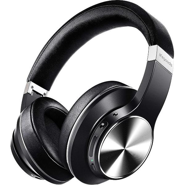 LifeGoods QuietSound Bluetooth Headphone - Draadloze Over-Ear Koptelefoon - Active Noise Cancelling - Microfoon - Incl. Carry Case, USB Draad & Aux Kabel - Zwart