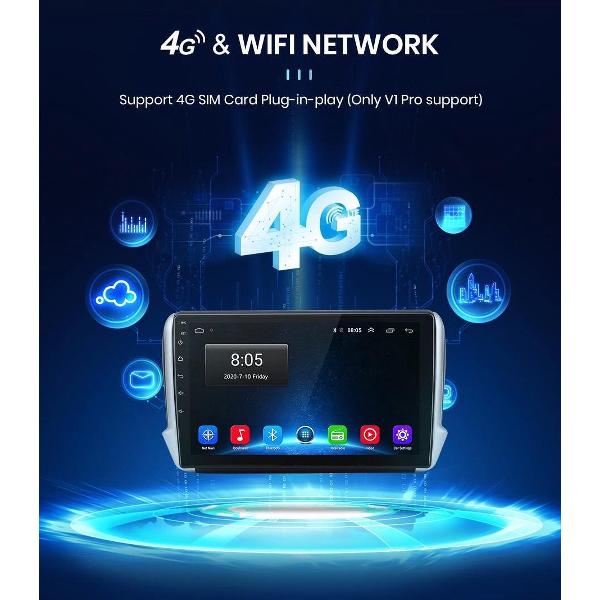 GRATIS CAMERA! Peugeot 2008 2013-2020 Peugeot 208 2012-2020 Android 10 navigatie en multimediasysteem autoradio RDS Bluetooth USB WiFi 4+64GB 4G