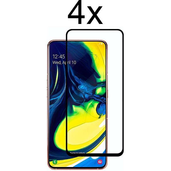 Samsung A80 Screenprotector - Beschermglas Samsung Galaxy A80 Screen Protector Glas - Full cover - 4 stuks