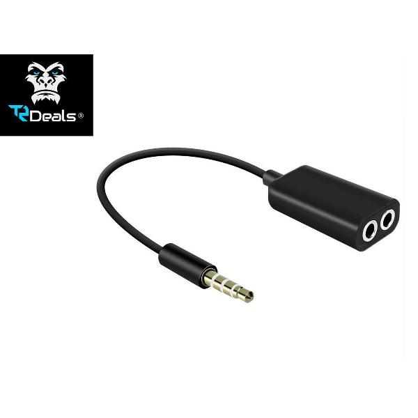 TR Deals | Audio splitter ZWART 3.5mm AUX - Luister samen muziek met 1 aansluiting |Geschikt voor iPhone / iPod / iPad / Samsung / Apple