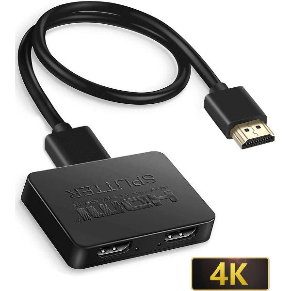 GoodsToUse HDMI Splitter – 1 Ingang 2 Uitgangen – HDMI Switch – 4K Resolutie – 1080 Pixels – Incl. USB-kabel