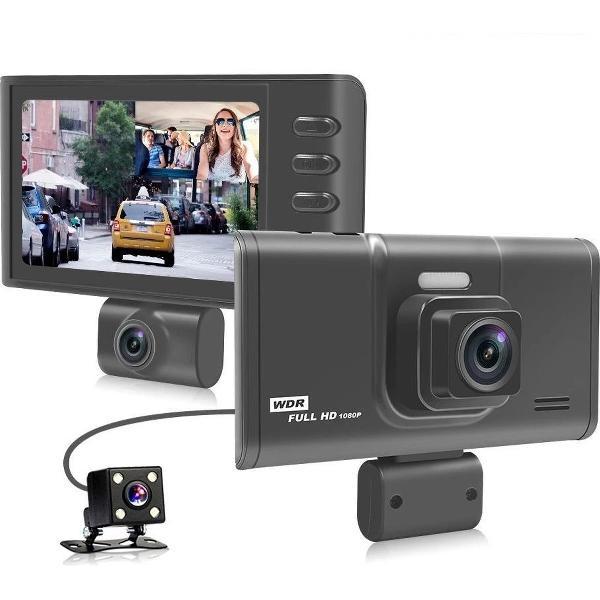 TechU™ Dashcam 4K MO8 Pro Dual Camera – 1080p Full HD – 4 inch Scherm – Nachtvisie – Picture in Picture – Loop Recording – Bewegingssensor – G-sensor – Autocamera Voor én Achter