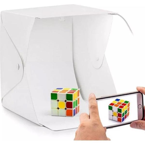 GT Commerce Fotostudio fotobox | Foto studio met LED verlichting | Opvouwbaar | Lightbox / opnametent | 40 x 40cm