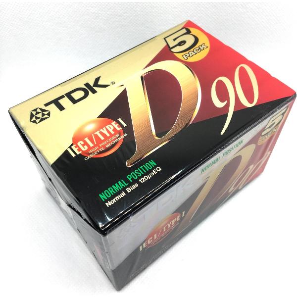 Audio Cassette Tape TDK D 90 normal position 5-Pack / Uiterst geschikt voor alle opnamedoeleinden / Sealed Blanco Cassettebandje / Cassettedeck / Walkman / TDK cassettebandje.