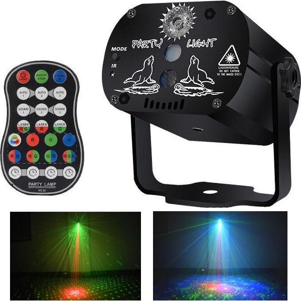 Party Laser Feestlamp - Stroboscoop - Met Afstandsbediening - Lichteffect - Projector Groen Rood LED - Discolamp - Discoverlichting - Sterrenhemel - Laser Op Geluid - Feestverlichting Voor Dakterras - Discolaser