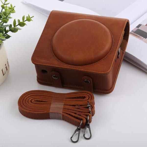 Retro stijl Full Body Camera PU lederen tas met riem voor FUJIFILM instax SQUARE SQ6 (bruin)