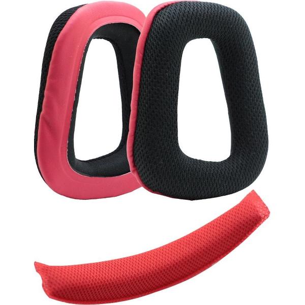 2-In-1 Luxe Vervang Hoofdband & Oorkussens Set Voor Logitech G35/G230/G332/G430/G432/F430/F450/G930 Gaming Headset - Koptelefoon Earpads - Oor Kussens - Ear Pads - Headband Earpads Cushion Paar - Rood