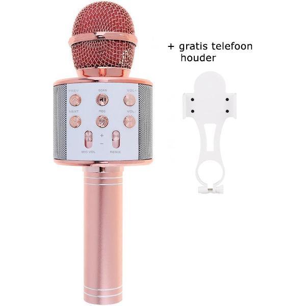 aha Karaoke Microfoon - Karaoke Set - Bluetooth Verbinding - Kinderen en Volwassenen - Stemvervormer - Draadloos - Rosé goud