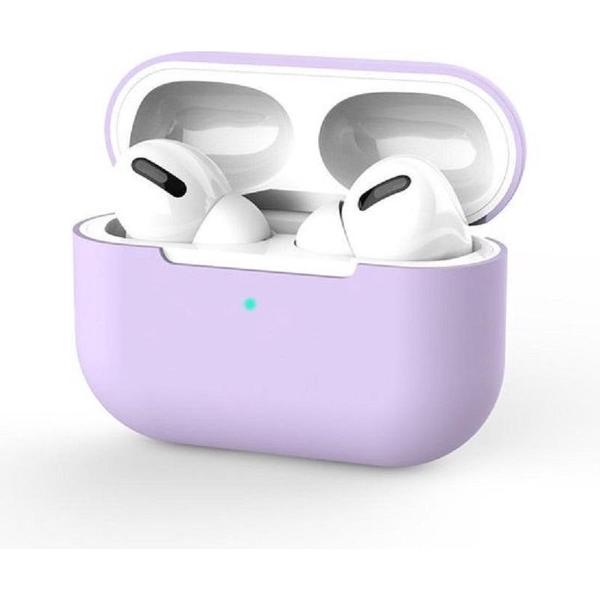Apple AirPods Pro - Siliconen Case Cover - Geschikt voor AirPods Pro - Kleur Paars