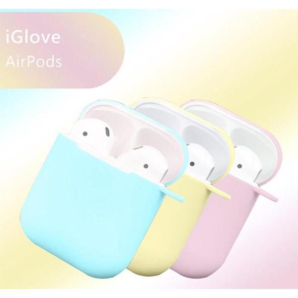 WIWU iGlove 3-in-1 Kit 360 Siliconen Beschermhoes voor Apple AirPods - Groen/Geel/Rose