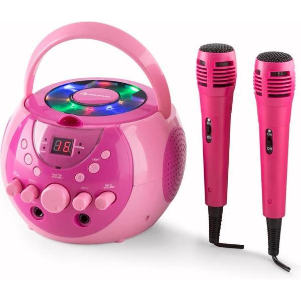 SingSing draagbare karaoke-installatie LED op batterijen 2 x microfoon