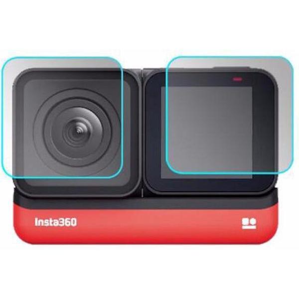 PRO SERIES Tempered Glass Screenprotector ( 1x LCD + 1x Lens ) Geschikt voor Insta 360 One R 4K Camera - Transparant
