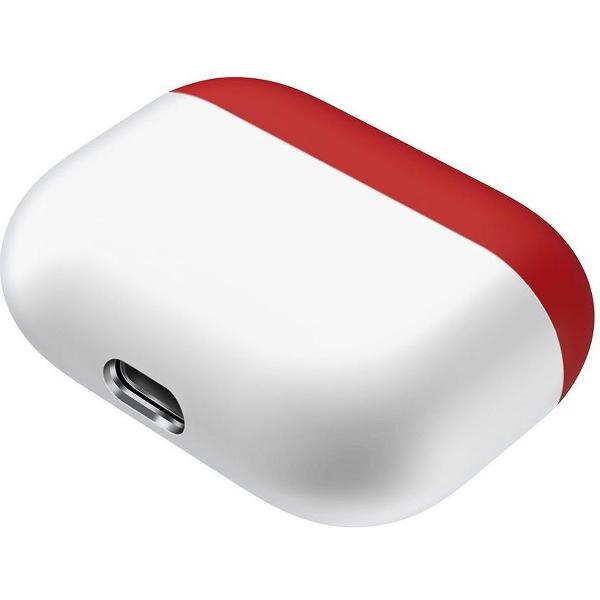 Case Cover Voor Apple Airpods Pro- Siliconen design-Rood-Wit Watchbands-shop.nl