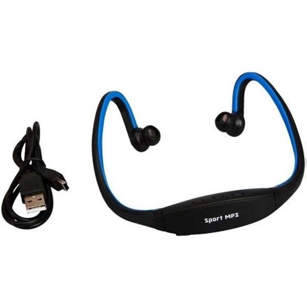 Let op Geen Bluetooth! Sport Headset met MP3 Functie Blauw