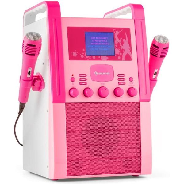 KA8P-V2 PK Karaoke-installatie CD-Speler AUX 2 x Microfoon pink