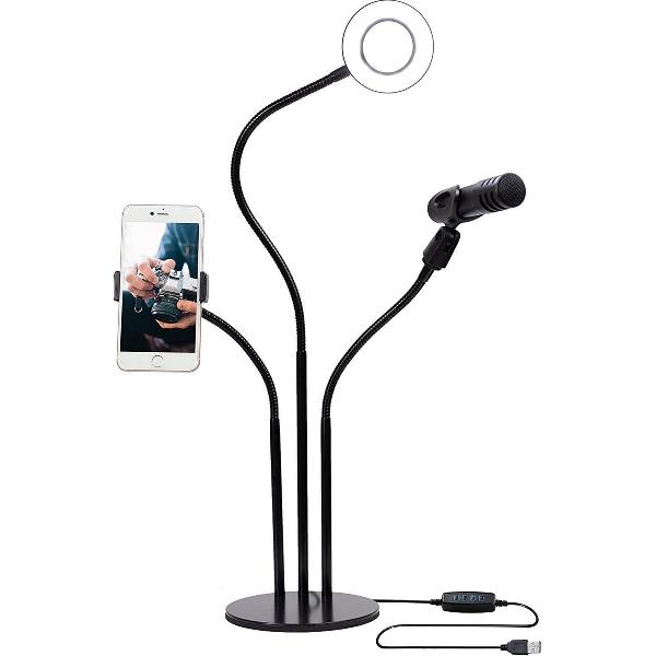 TikTok ringlamp met statief smartphone microfoon | telefoon houder met licht