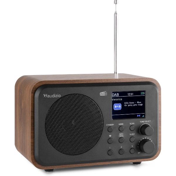 Draagbare DAB radio met Bluetooth - Audizio Milan retro radio met sleeptimer, ingebouwde accu en FM radio - Hout