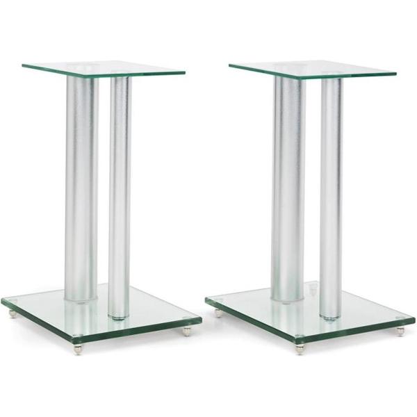 auna Set Auna-luidsprekerstandaarden glas aluminium , maximumbelastbaarheid van 10 kg per stuk , vibratieremmendzweefeffect