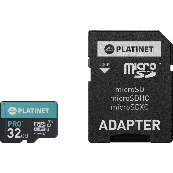 PLATINET PMMSD32UI microSDHC Geheugenkaart SECURE DIGITAL + SD ADAPTER USB Geheugenstick 32GB class10 U1 70MB/s