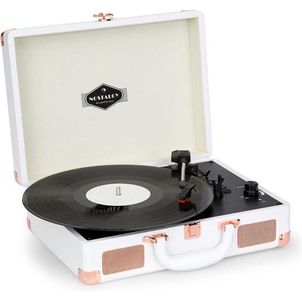 Nostalgy by auna Peggy Sue retro-platenspeler LP USB AUX wit/roze goud-optiek