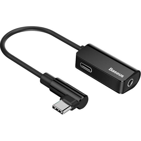 Baseus - USB C naar 3.5 mm Jack + USB C - Zwart