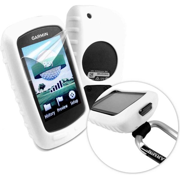 Tuff-Luv Silicone gel hoes & scherm bedekking voor Garmin Golf Approach G6 / G7- Wit