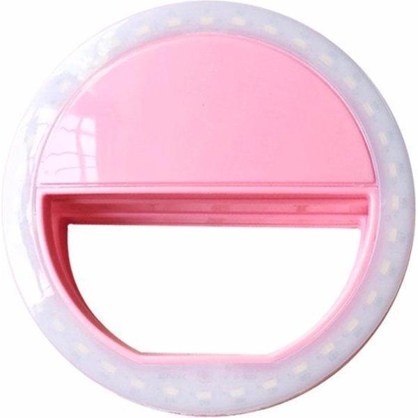 KELERINO. Selfie Ring Light Clip Pro - werkt met twee AA batterijen - Roze