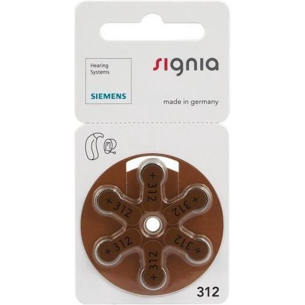 Blister met 6 Stuks - 312 Siemens Signia 1.45V Gehoorapparaat batterijen - Kwikvrij