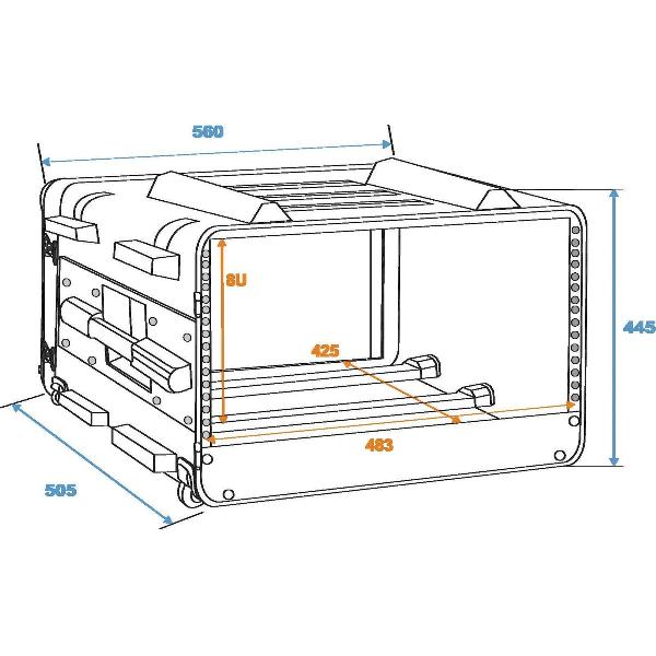ROADINGER Plastic-Rack 19, 7U, DD/trolley, black