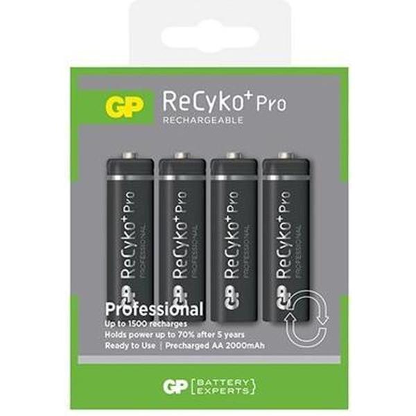 4 Stuks - GP R6/AA ReCyko+ PRO 2000mAh 1.2V NiMH Oplaadbare Batterijen