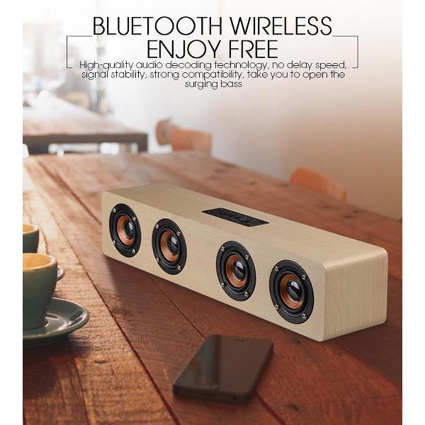12W W8 Bluetooth v4.2 luidspreker 3D MP3 Aux TF - Lichtbruin