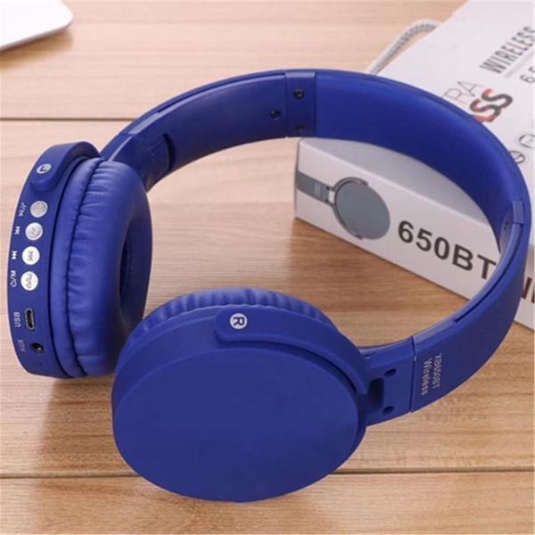 Bluetooth koptelefoon over ear, draadloze koptelefoon en vaste Inklapbaar headsets met een ingebouwde microfoon, Micro SD/TF, FM voor iPhone/Samsung/iPad/Huawei – 650BT Blauw