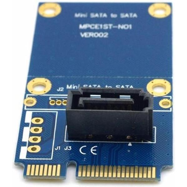 MINI SATA to 7 pins SATA Mini PCI-E HDD harde schijf Adapter uitbreidingskaart (blauw)