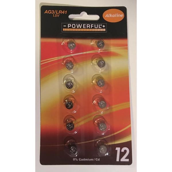 Knoopcel 1.5V AG3 / L736 Powerfull Alkeline - 1 strip met elk 12 knoopcellen