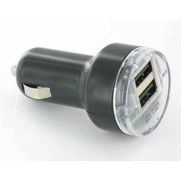 Dual USB 2A (of 2x 1A) 12V 2 Poort CAR charger